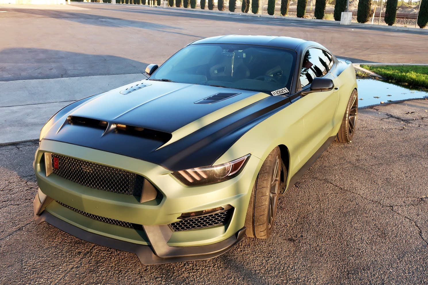 DC Visual - Mustang Matte Green and Black two tone Car Wrap